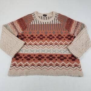 GiGiO Sweater Womens Large Multicolor Fair Isle Raglan Knit Pullover Long Sleeve